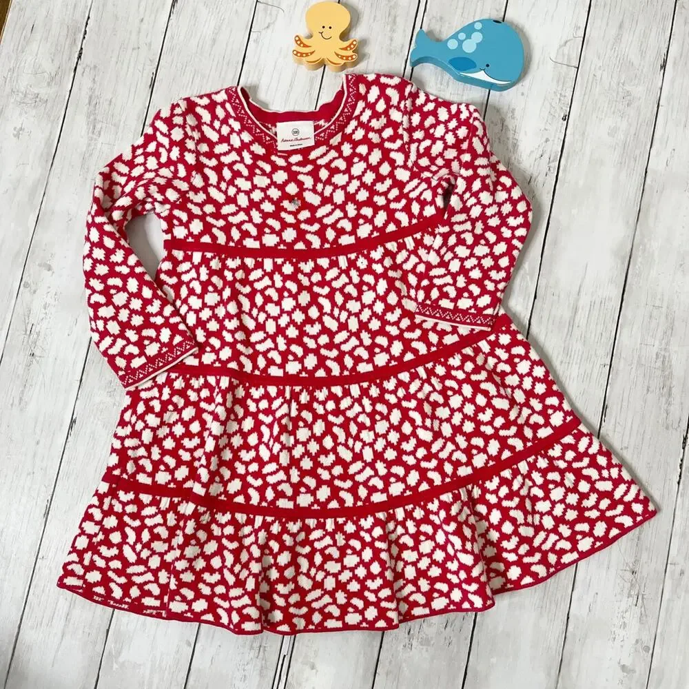 Hanna Andersson white and red sweater dress Sz 4
